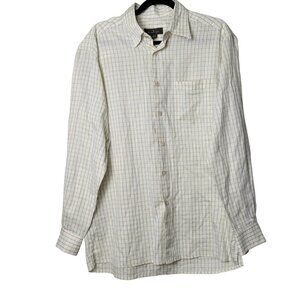 Ermenegildo Zegna Button Down Shirt Mens L Collared Long Sleeve Plaid Casual